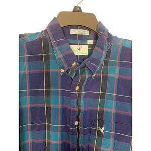 Flying Scotsman Mens XLT Tall Plaid Button Down Shirt Made in USA Blue Green Red
